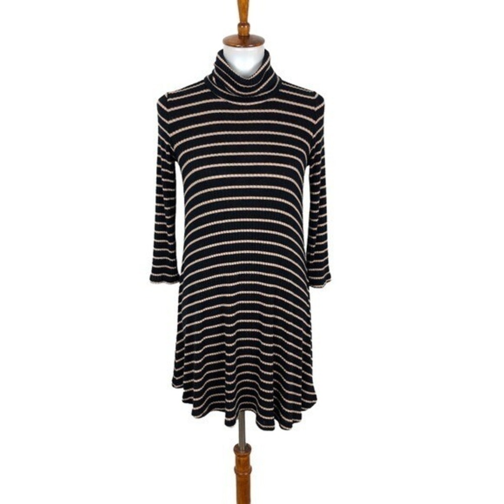 American Eagle Soft Sexy Ribbed Striped Turtleneck Swing Dress Stretchy‎ Medium